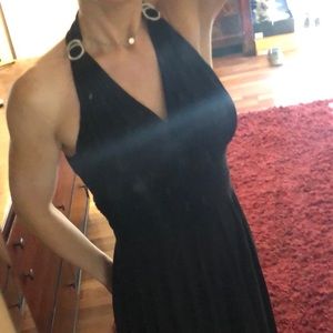 Black Halter dress with rhinestone details